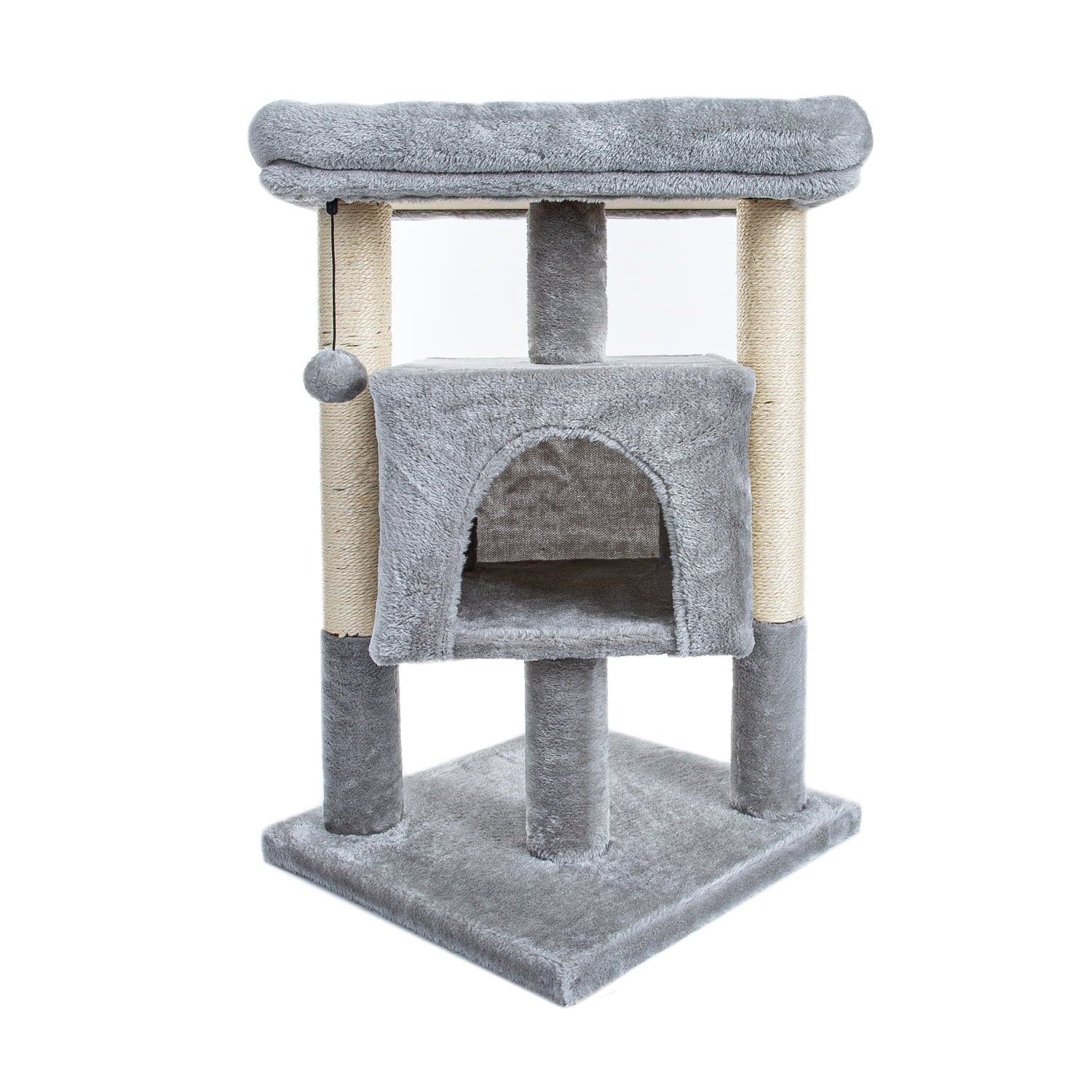 29" Indoor Cats Tower with Sisal Scratching Posts, Plush Perch, Cat Bed Furniture