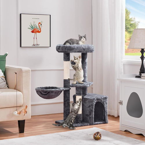 34" Indoor Cat Tower, Multi-Level Cat Condo with Extra Scratch Boards and Sisal Posts as Kitty Activity Center Pet Stand Tree