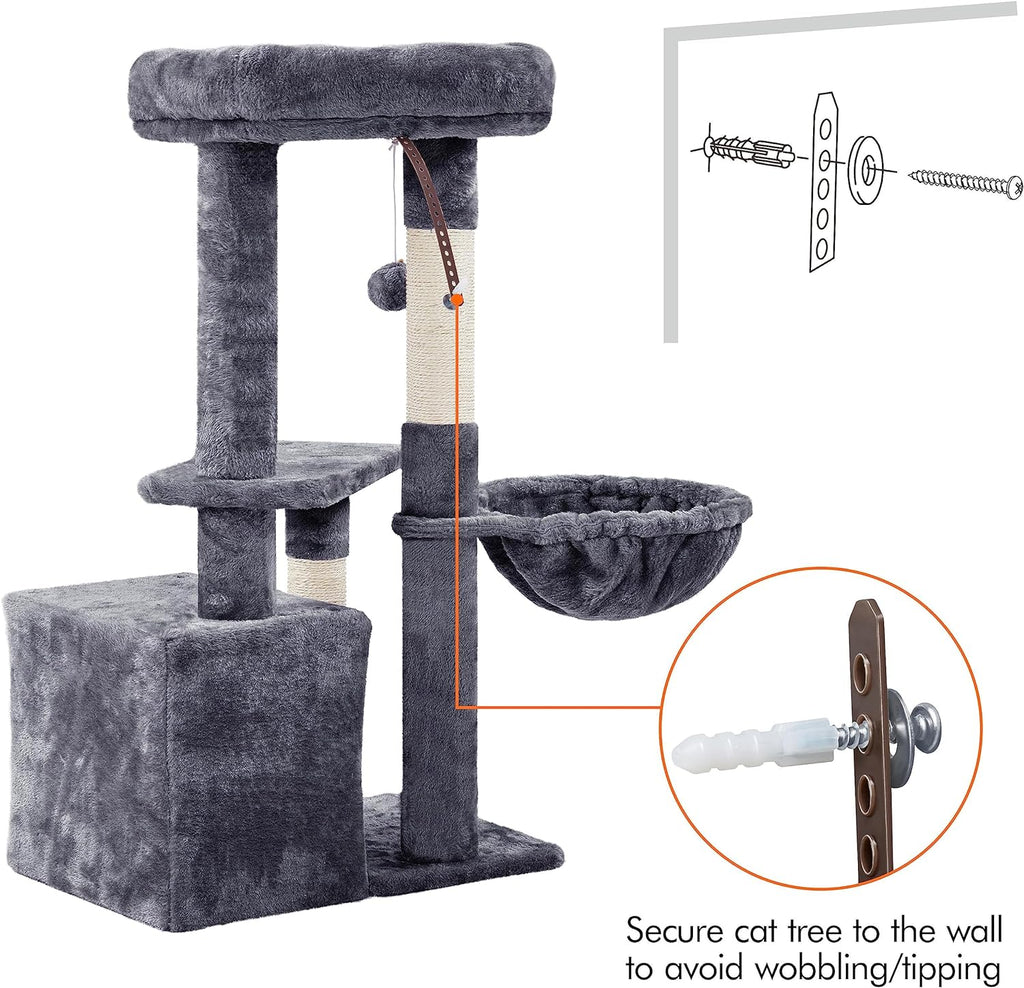 34" Indoor Cat Tower, Multi-Level Cat Condo with Extra Scratch Boards and Sisal Posts as Kitty Activity Center Pet Stand Tree