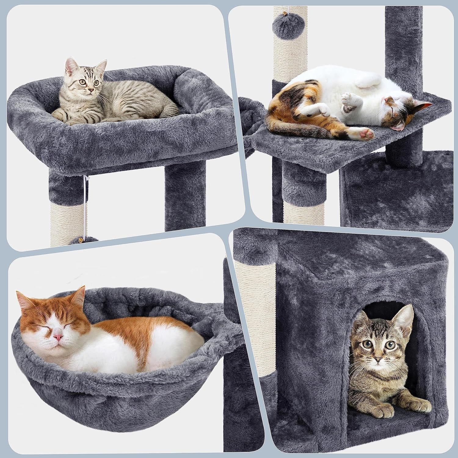 34" Indoor Cat Tower, Multi-Level Cat Condo with Extra Scratch Boards and Sisal Posts as Kitty Activity Center Pet Stand Tree
