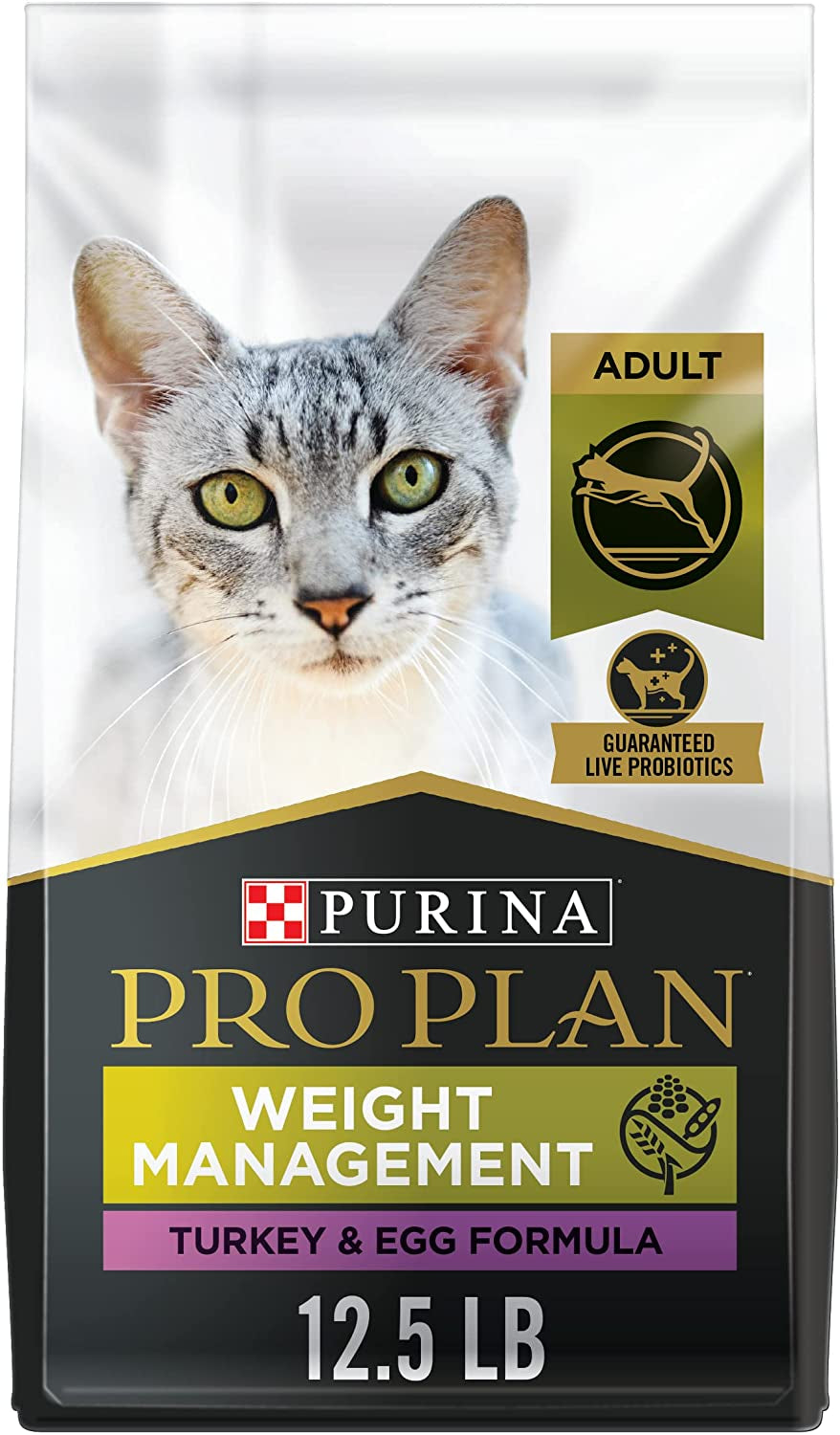 Purina Pro Plan with Probiotics, Grain Free Weight Management Dry Cat Food, Turkey & Egg Formula - 12.5Lb